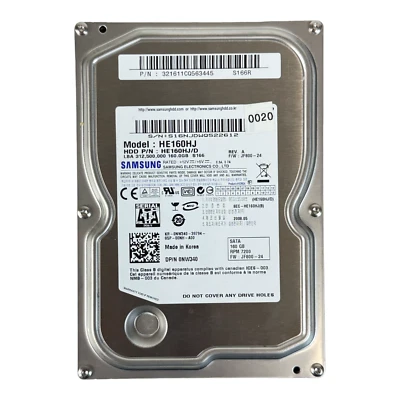 Samsung HE160HJ (HE160HJ/D) REV.A FW:JF800-24 (S166R) 160gb 3.5" Sata Hard Drive - Image 1 of 2