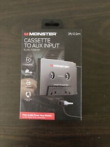 Monster Cassette To 3.5mm Aux Input Audio Adapter With 3ft Cord Hands Free