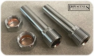 2 Pack - 60mm Chrome Radiator Extension Tails - 1/2" TRV - Picture 1 of 5