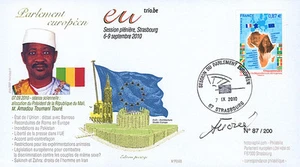 FDC Parlement européen "M. Amadou TOUMANI TOURE, Mali" SIGNE AUTOGRAPHE, 2010 - Picture 1 of 1