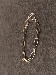 Vintage Sterling Silber Armband mit großen flachen ovalen Gliedern und Knebelverschluss - Bild 1 von 3