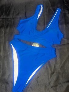 Damen Blooming Jelly royalblau 2-teiliger hochtaillierter Badeanzug Größe Large Neu - Bild 1 von 3