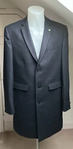 Noose And Monkey Black Hinton Coat Overcoat Wool Blend Size 40R New - Picture 1 of 21
