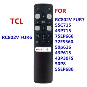 New Voice Remote Control RC802V FUR6 For TCL Android Smart TV Universal NETFLIX - Picture 1 of 8