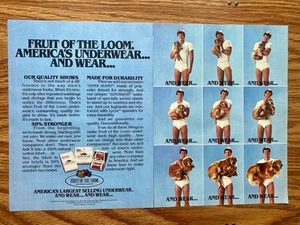 Pubblicità Stampa Vintage Fruit Of The Loom Biancheria Intima Uomo 1984, Slip Bianco Cucciolo - Foto 1 di 4