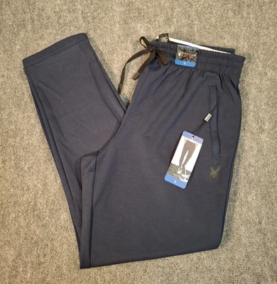 Pantalones deportivos Spyder de pierna recta con cordón para hombre, azul marino, talla: grande, nuevos Foto 1 de 4