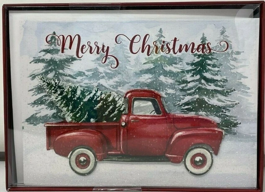 PUNCH STUDIO Vintage Rojo Pickup Tarjetas con Brillo 12 Tarjetas de Navidad NUEVO EN CAJA Foto 1 de 1