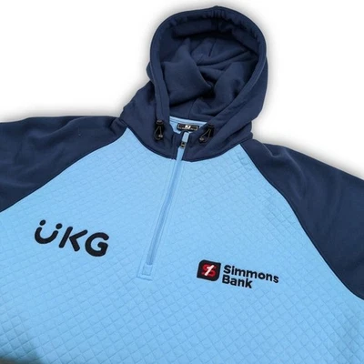 FootJoy Tour Issued Links Hoodie Mens Medium Blue 1/4 Zip Performance Quilted - Image 1 of 4