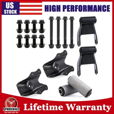 New Rear Leaf Spring Shackle Bracket Hanger Kit For Ford F150 F250 F350 Bronco Foto 1 de 4