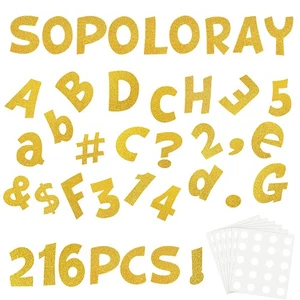 216 Pcs Glitter Bulletin Board Letters for Classroom,4 Inch Gold Alphabet,Num... - Bild 1 von 7