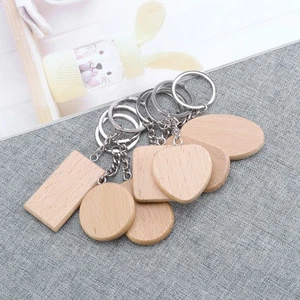  8 Pezzi Portachiavi in Legno Creativo Fai da Te Decorazione Portachiavi per Donna Uomo Signora (Cerchio, - Foto 1 di 12