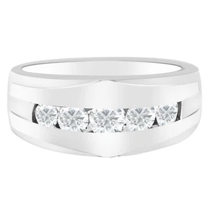 0,30Kt D/VVS1 Runden Form Herren Jahrestag Ring Im Solide 585er Weißgold - Bild 1 von 4