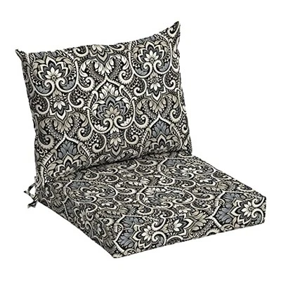 Arden Outdoor Dining Chair Black Aurora Damask 21 x 21 Dining Cushion Set - Image 1 of 4