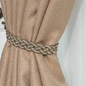 2 x Braided Satin Rope Curtain Tie Backs Holdbacks Holder Curtain Voile Brown - Picture 1 of 8