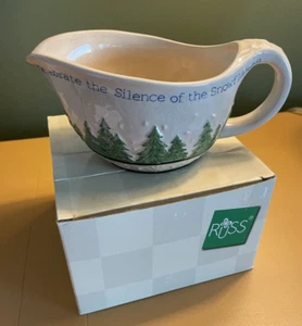 RUSS BERRIE CERAMIC GRAVY BOAT CELEBRATE THE SILENCE OF THE SNOWFLAKE NEW w/BOX - Picture 1 of 8
