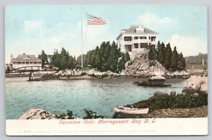 Squantum Club Narragansett Bay RI Rhode Island US Flag Rowboat UDB Postcard - Picture 1 of 2