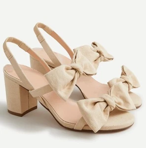 J. Crew Lucie Bow Slingback in Natural Twill 8.5 NEW No Box - Picture 1 of 14