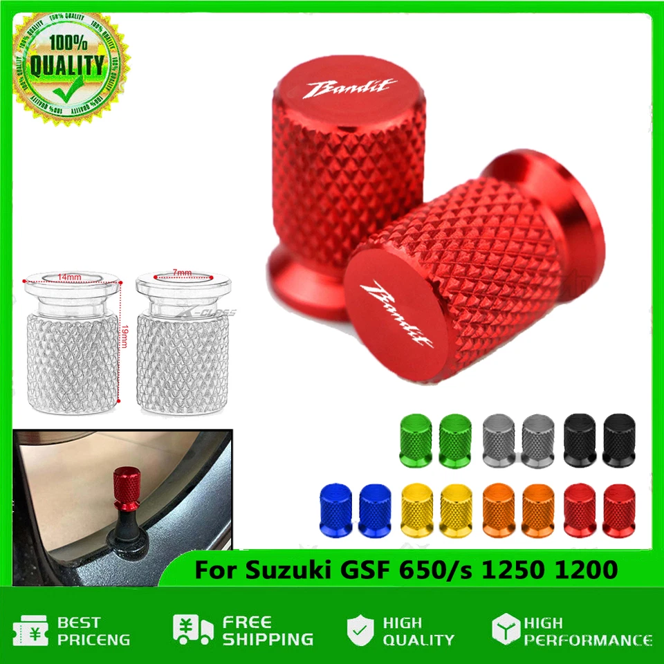 BANDIT LOGO Wheel Air Port Cover Valve Stems Caps For Suzuki GSF 650/s 1250 1200 - Image 1 of 4