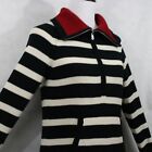 LRL Lauren Jeans Co. B&W Stripe Cotton Zip Turtleneck Sweater SZ M EUC
