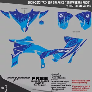 STRAWBERRY FROG GRAPHIC KIT BLUE BABY BLU SIDES/FENDERS 2009-2013 YAMAHA YFZ450R - Bild 1 von 5