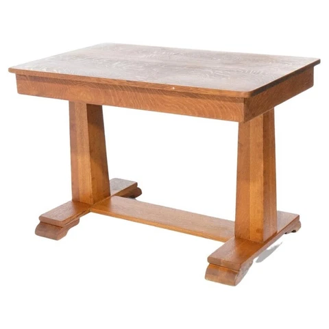 Antique Arts & Crafts Mission Oak Library Table, circa 1910 Cover