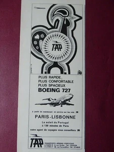 4/1968 PUB TAP PORTUGAL BOEING 727 AIRLINER COQ POULE ORIGINAL FRENCH AD - Picture 1 of 1