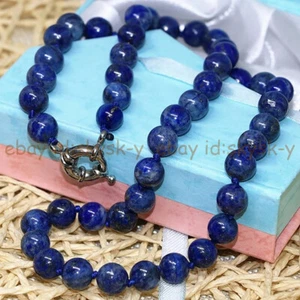 Collar de cuentas de piedras preciosas redondas azules de lapislázuli natural 6/8/10/12 mm 14-48"" - Imagen 1 de 9