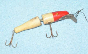 Vintage rot/weiß Gelenkschwimmer - Best-O-Lure ??? - Vintage Holzköder! - Unmarkiert - Bild 1 von 5