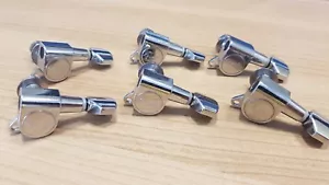 Chrome Fender Logo Tuning Pegs / Machine Heads for Stratocaster / Telecaster 6R - Picture 1 of 4