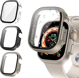 3 PCS Hard Case For Apple Watch Ultra/Ultra 2 49 Tempered Glass Screen Protector - Picture 1 of 7