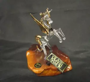 Glass Baron Horse Figurine 22KT Gold on Wood Base - Picture 1 of 7