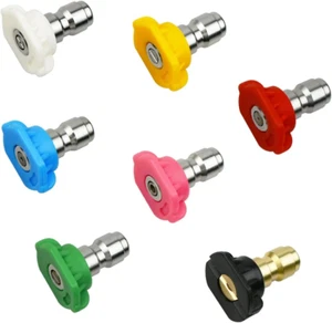 7 Pcs 7 Color Pressure Washer Spray Nozzle Tips 1/4 Inch Quick Connector Multipl - Picture 1 of 7