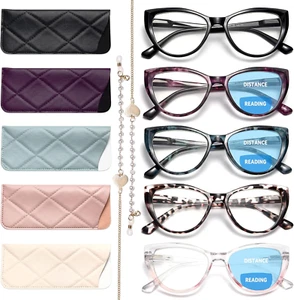 3 Pack Bifocal Readers+ 2 Pack Reading Glasses Women Oversized Cat Eye Magnifyin - Picture 1 of 7