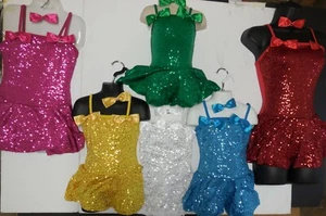 Sequin Dress Skirted Leotard Dance Costume 6 Color Choices over 150 available - Picture 1 of 15
