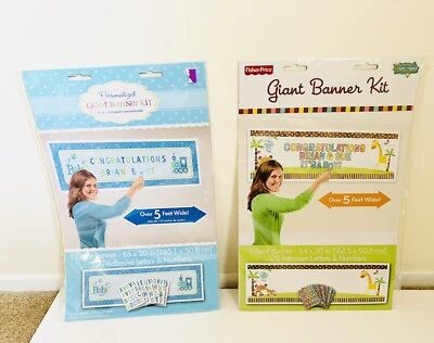 Lote de 2 Carteles Decoraciones Decoración Ducha Bebé NIÑO Fiesta Foto 1 de 4