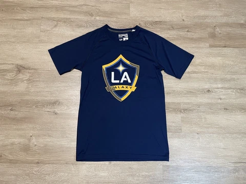 Men’s Adidas LA GALAXY SOCCER MLS Sz S Navy Polyester T-Shirt Short Sleeve Cover