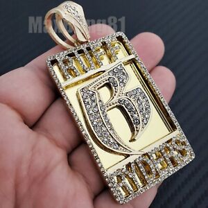 Hip Hop Iced DMX RUFF RYDERS Gold Silver Plated Lab Diamond Bling Large Pendant 