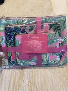 Lilly Pulitzer Triple Pouch Set Neu mit Etikett Mandevilla B Pink Sand Paradise Accessoires - Bild 1 von 4