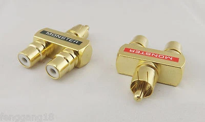 2pcs RCA Audio Y Splitter Plug 1 Male To 2 Female Gold Plated Adapter Connector - Image 1 of 4