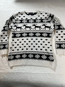 Suéter Hanna Nikole Negro Blanco Reno Copos de Nieve Caprichoso 20w Abstracto Y2K - Imagen 1 de 7