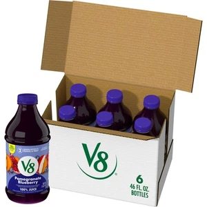 6 pk V8 Pomegranate Blueberry 100% Fruit & Vegetable Juice, 46 fl oz Can, Su... - Picture 1 of 7