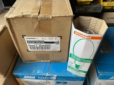 New Box Of 6 Sylvania MS320/PS/BU-HOR/ED28 320-Watt ED28 Mogul Metalarc Bulbs - Image 1 of 4