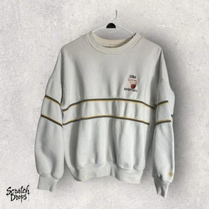 Vintage 80s Iowa Basketball Sweater Pullover White Crewneck Jumper Size Medium - Picture 1 of 6