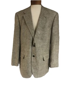 Savile Row Mens Size 44L 100% Silk 2 Button Herringbone Sportcoat Blazer - Picture 1 of 11