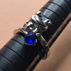 Love You Forever Adjustable blue Gemstone Animal Frog Cute Ring - Picture 1 of 6