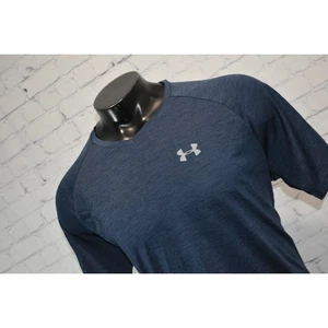 Under Armour Shirt Tech Tee Mens Size XL Gym HeatGear Performance Blue V-Neck - Picture 1 of 6