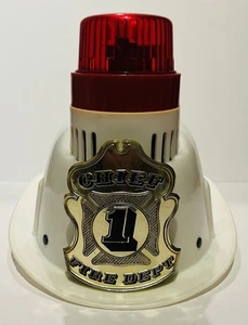 Vintage Radio Shack Electronic Fire Chief's Flashing Lights & Siren Helmet White - Picture 1 of 7