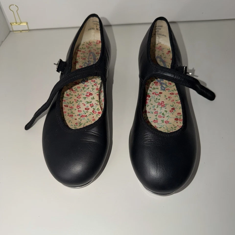 Zapatos Capezio Mary Jane Tap 3800 Cuero Negro Talla 7 M Hebilla Ajustable Foto 1 de 4