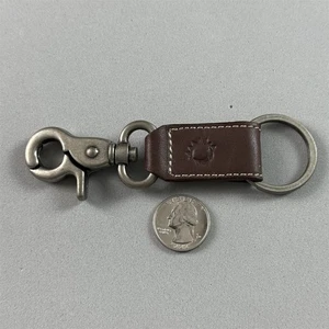 Sun Moon Celestial Brown Embossed Leather Clip On Snap Keychain Key Ring #54997 - Picture 1 of 2