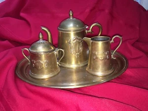 Brass Tea Set Anglo Indian Vintage Mid-Century 1940s - Picture 1 of 24